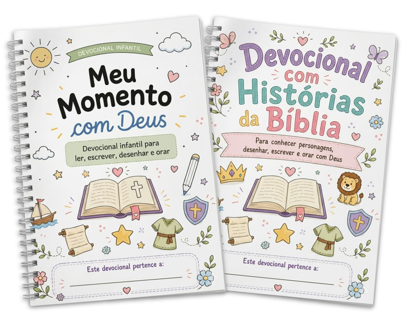 Os dois devocionais: Meu Momento com Deus e Devocional com Histórias da Bíblia