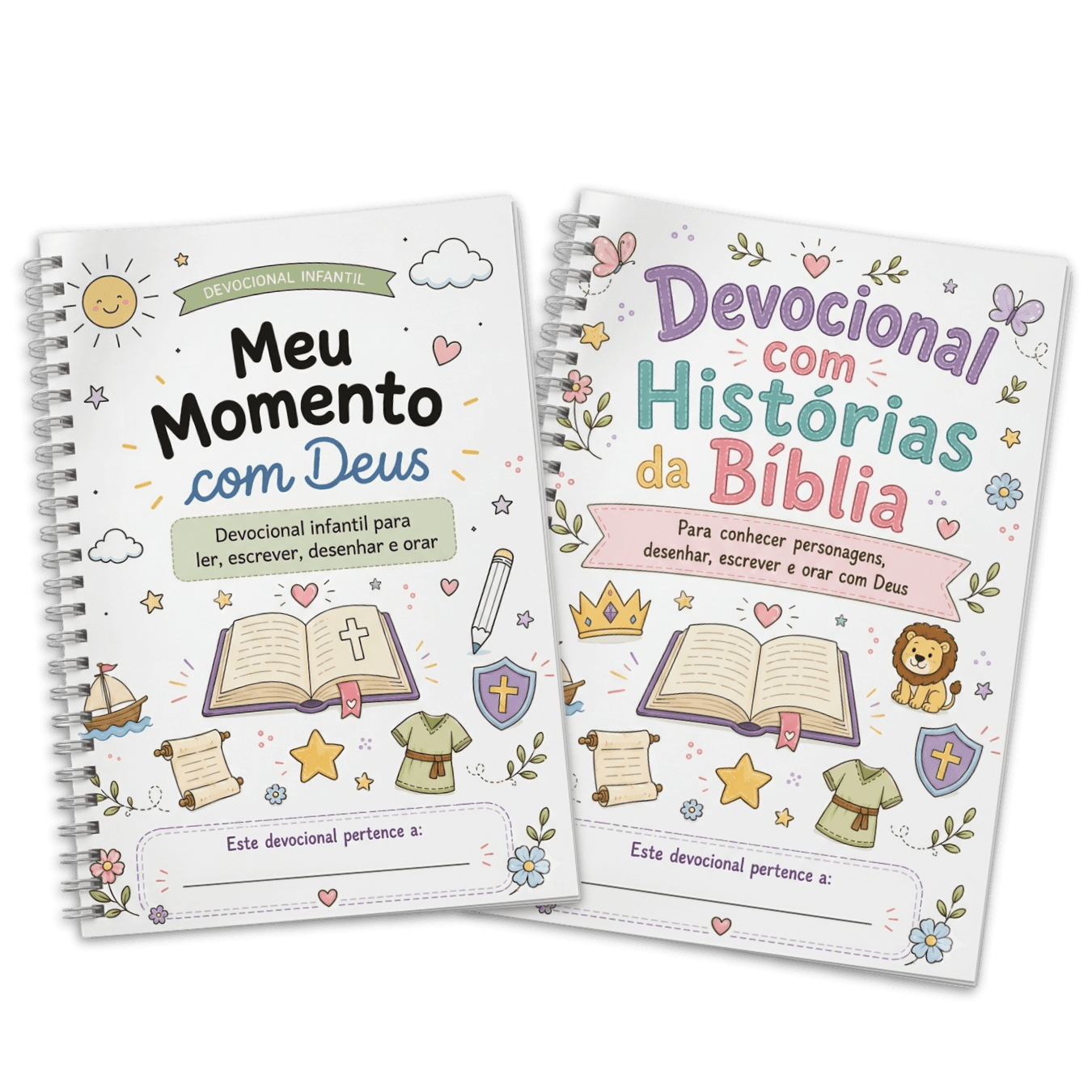 Os dois devocionais impressos: Meu Momento com Deus e Devocional com Histórias da Bíblia
